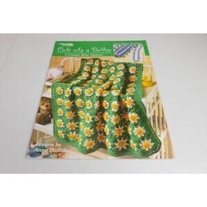 Leisure Arts Cute As A Button Crochet Baby Afghans Pattern Book Anne Halliday